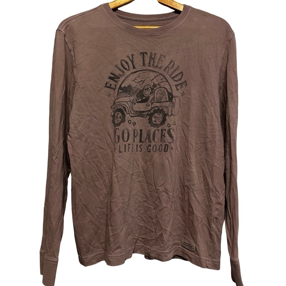 Life is Good Brown Enjoy The Ride Go Places Life Is Good Long Sleeve Tee Small